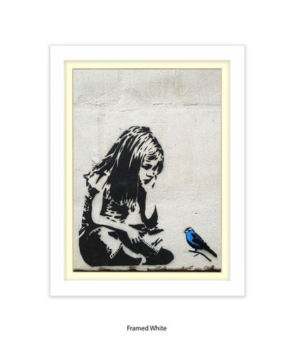 Blue Bird Girl Banksy Art Print