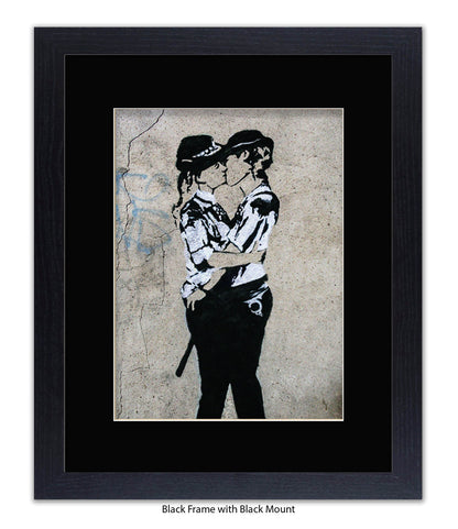 Kissing Coppers Female Banksy Art Print