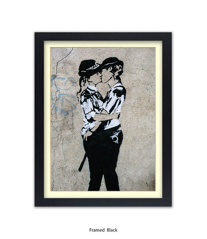 Kissing Coppers Female Banksy Art Print