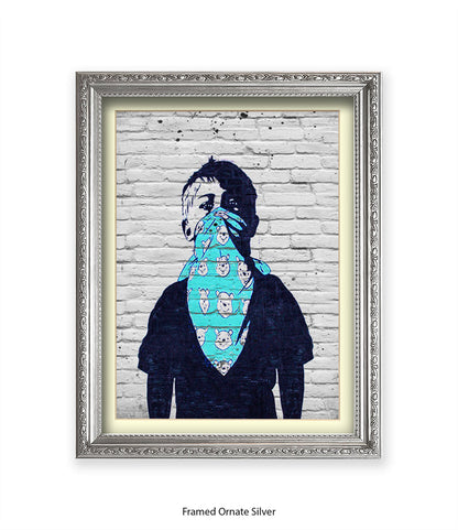 Mask Boy Blue Handkerchief Banksy Art Print