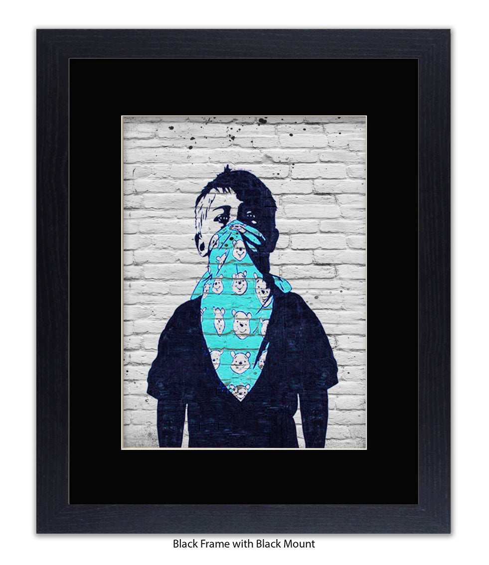 Mask Boy Blue Handkerchief Banksy Art Print