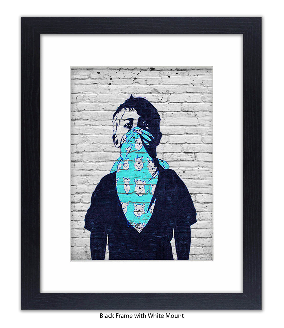 Mask Boy Blue Handkerchief Banksy Art Print