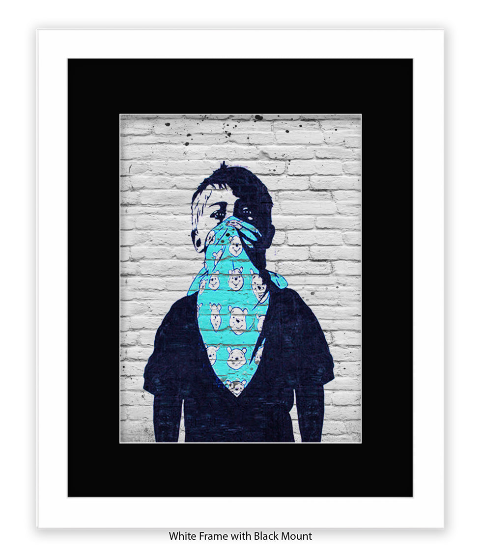 Mask Boy Blue Handkerchief Banksy Art Print