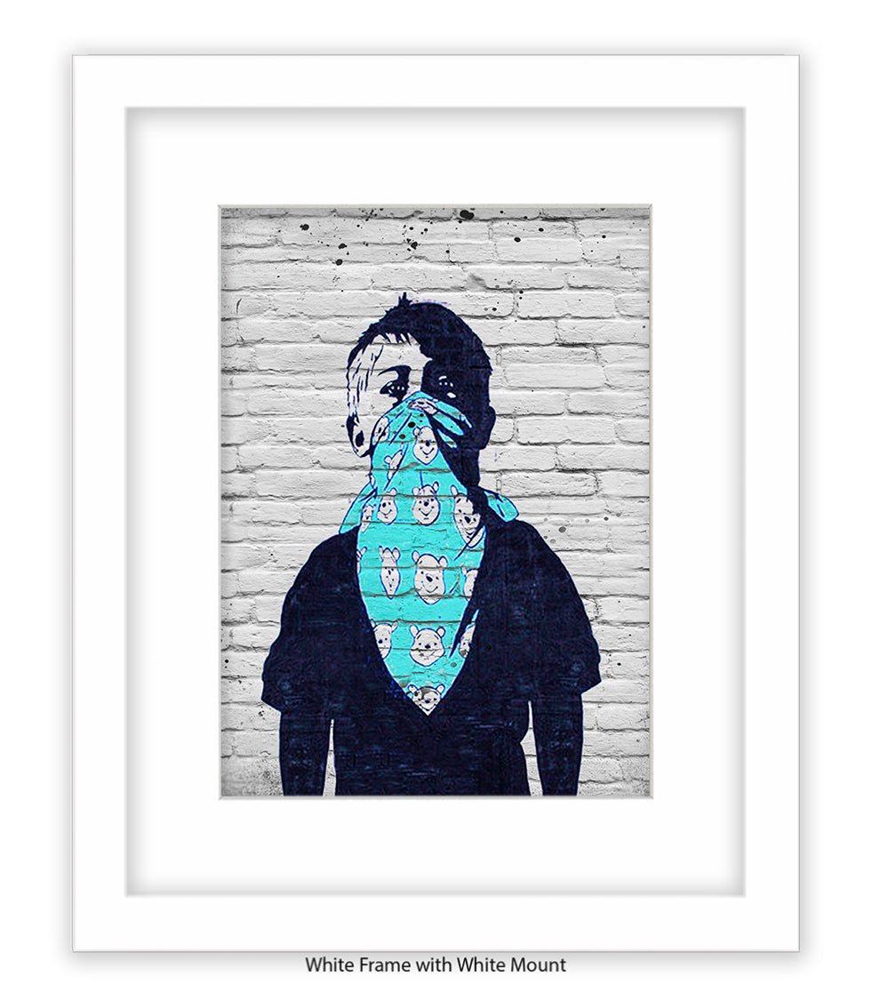 Mask Boy Blue Handkerchief Banksy Art Print