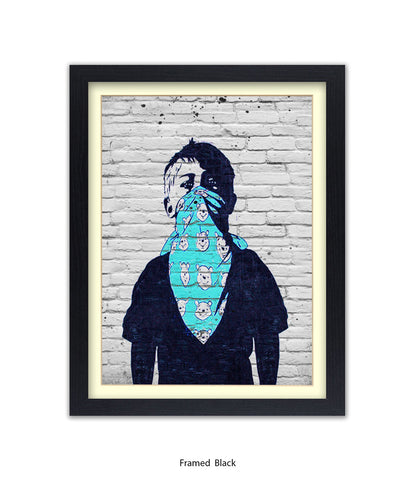 Mask Boy Blue Handkerchief Banksy Art Print