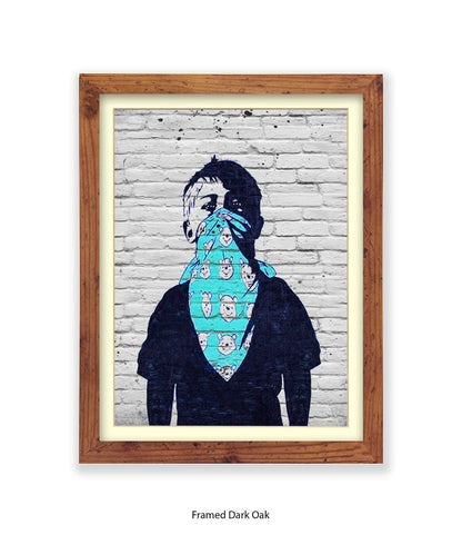 Mask Boy Blue Handkerchief Banksy Art Print