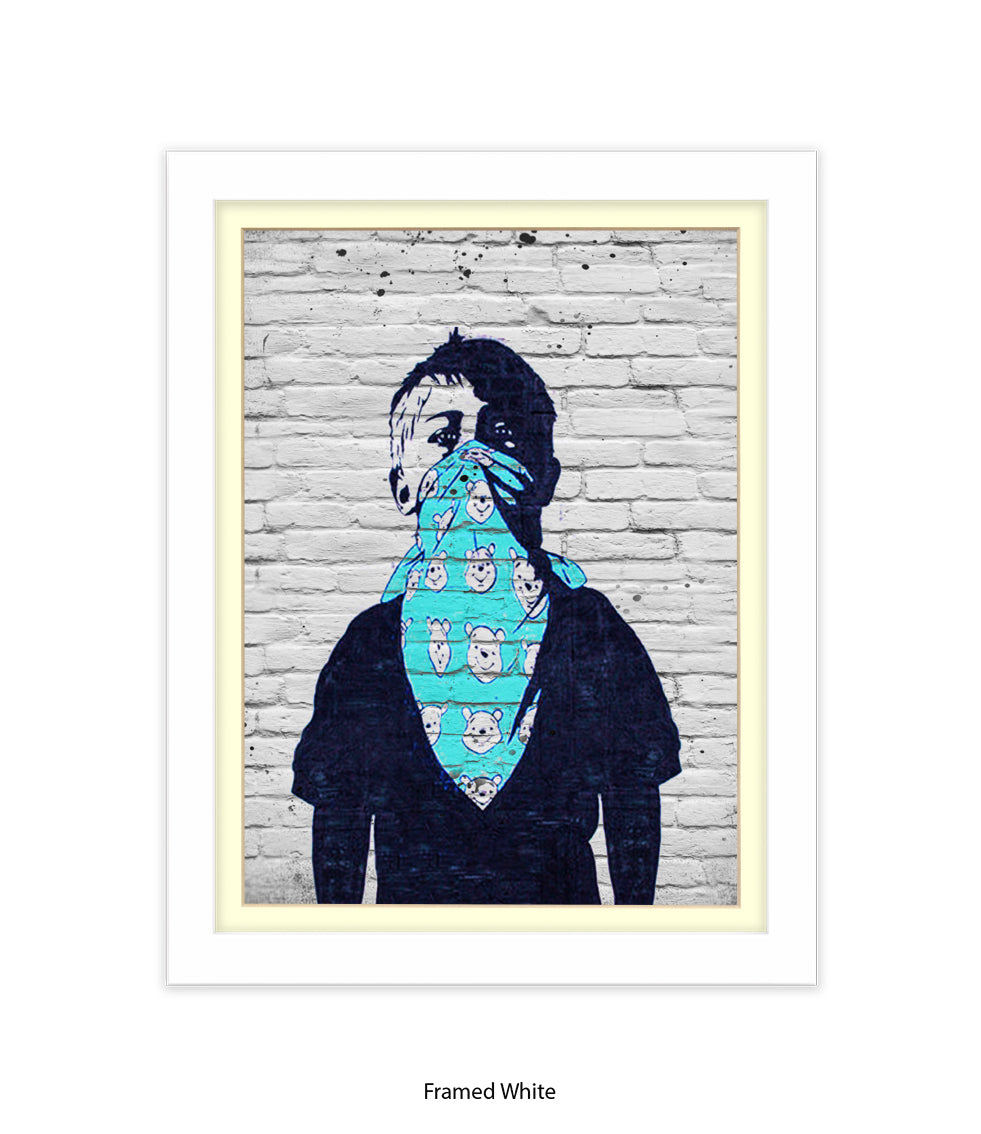 Mask Boy Blue Handkerchief Banksy Art Print