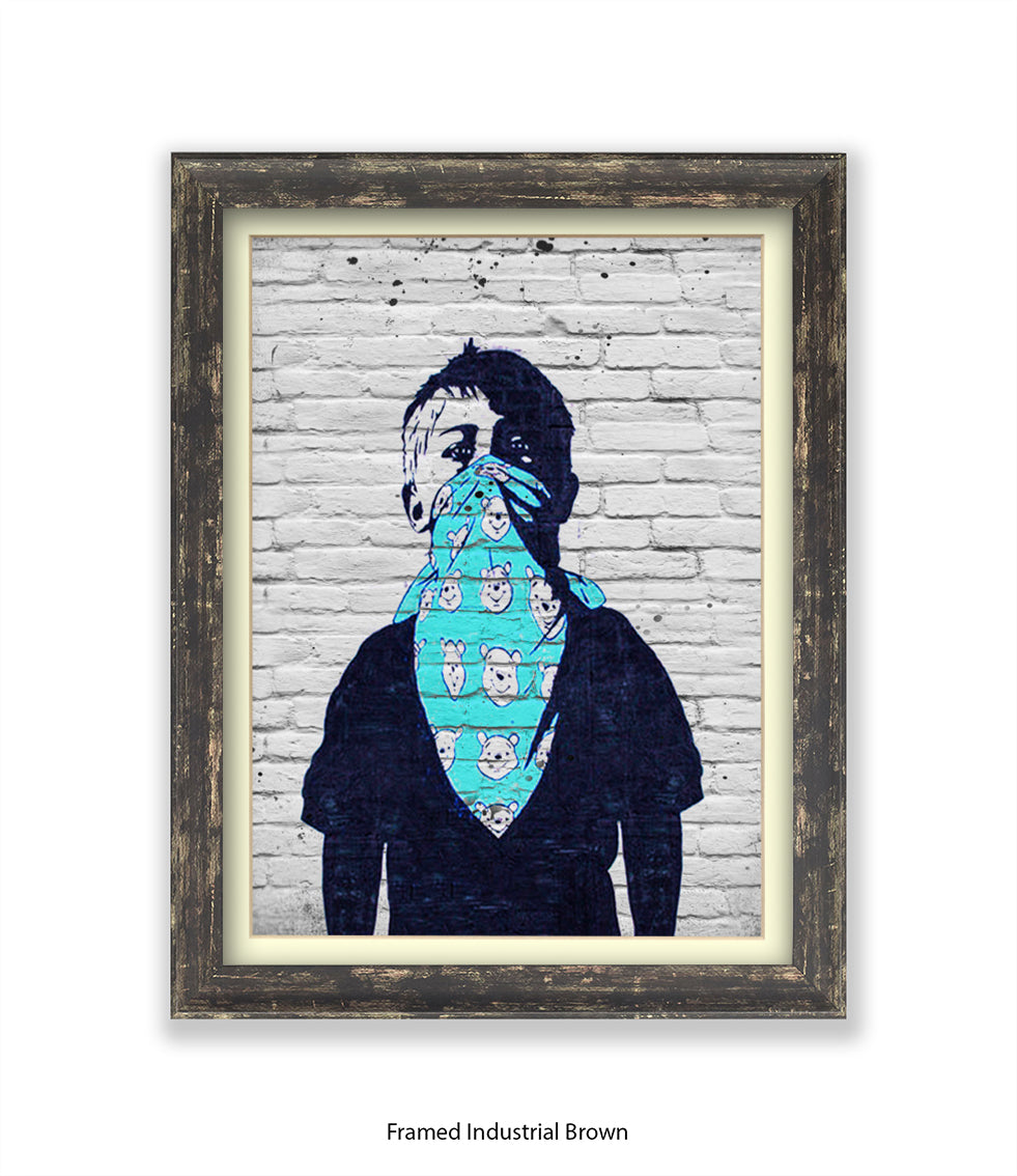 Mask Boy Blue Handkerchief Banksy Art Print