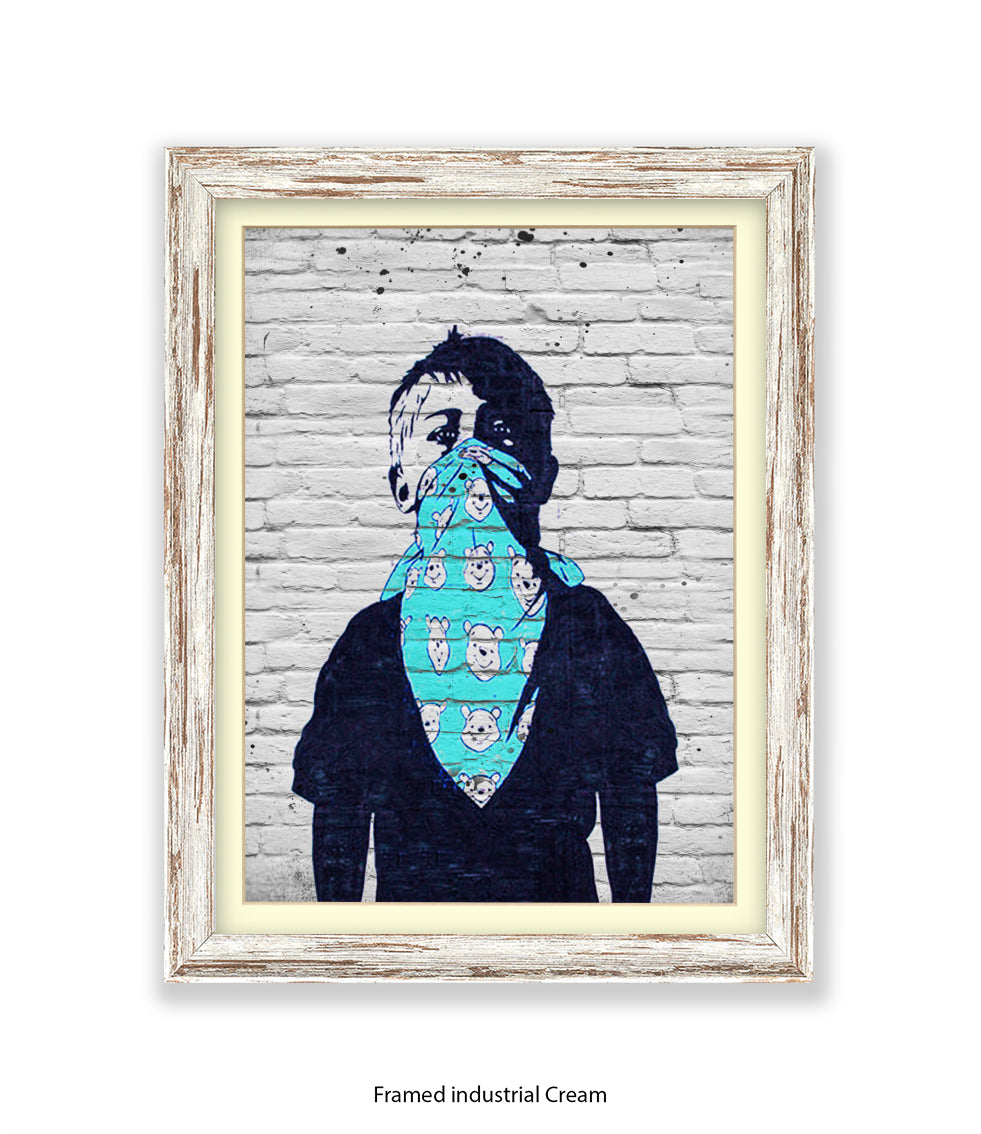 Mask Boy Blue Handkerchief Banksy Art Print