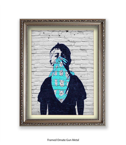 Mask Boy Blue Handkerchief Banksy Art Print