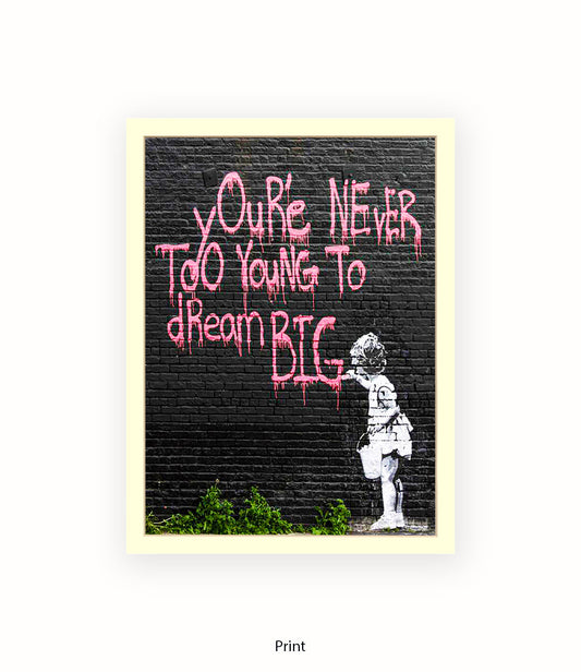 Never Too Young Black Banksy Art Print