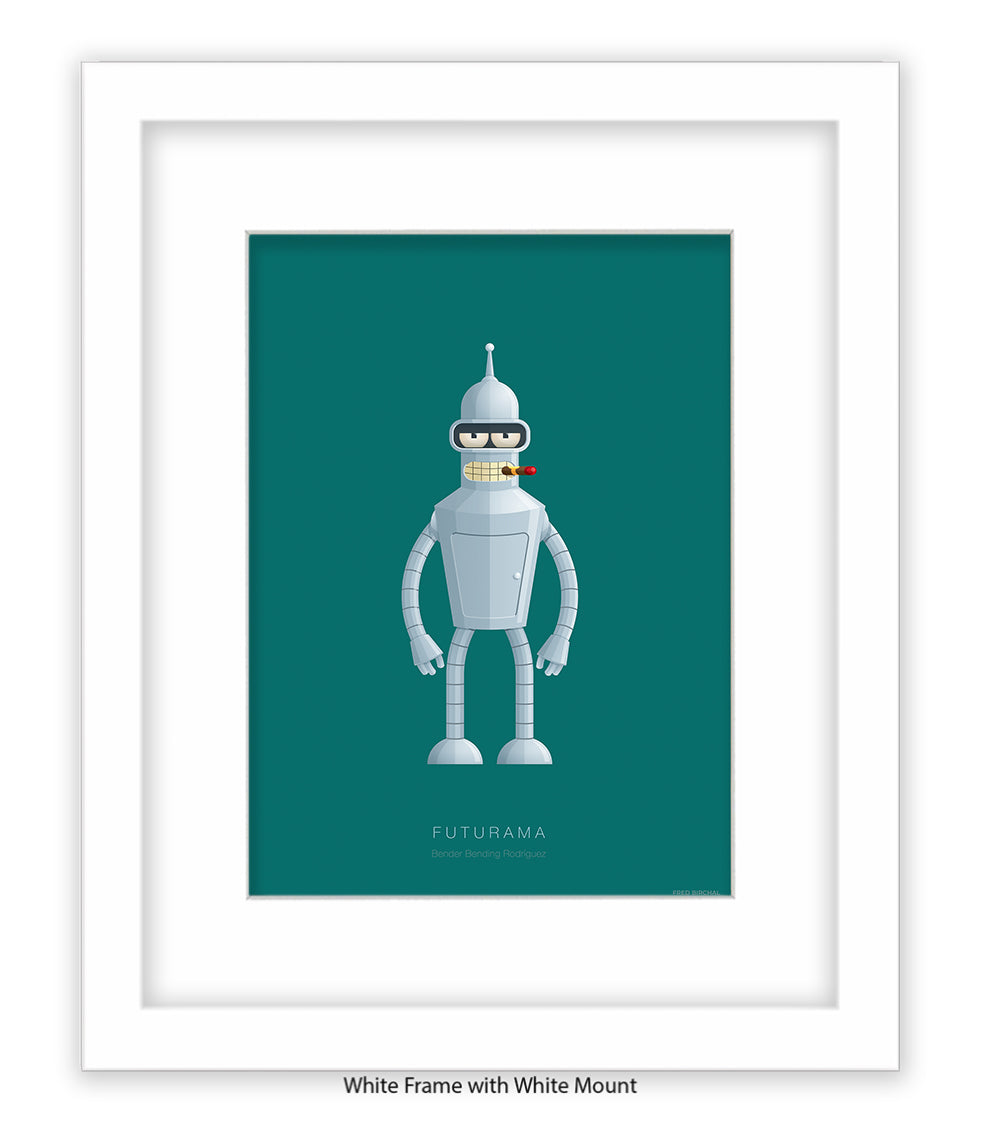 Futurama Bender Bending Rodr’guez Fred Birchal Art Print