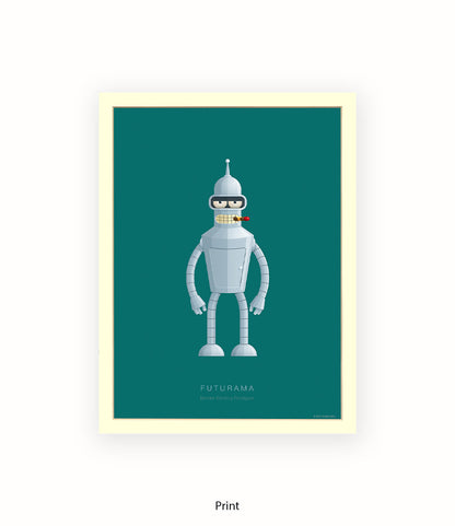 Futurama Bender Bending Rodr’guez Fred Birchal Art Print