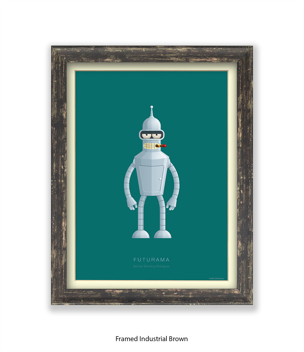 Futurama Bender Bending Rodr’guez Fred Birchal Art Print