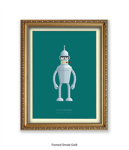 Futurama Bender Bending Rodr’guez Fred Birchal Art Print