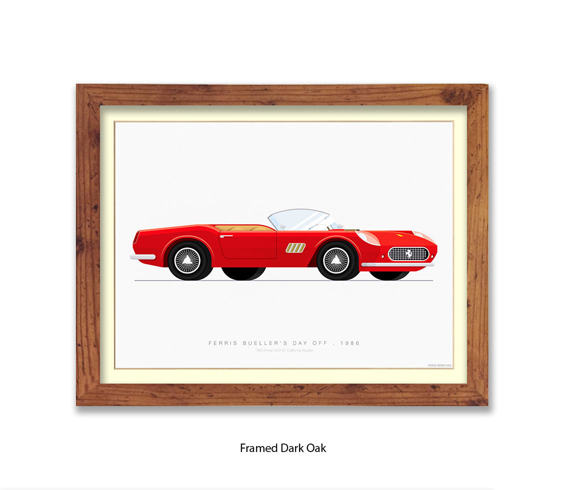 Feris Bueller Day off - Ferrari Spider - Fred Birchal Art Print