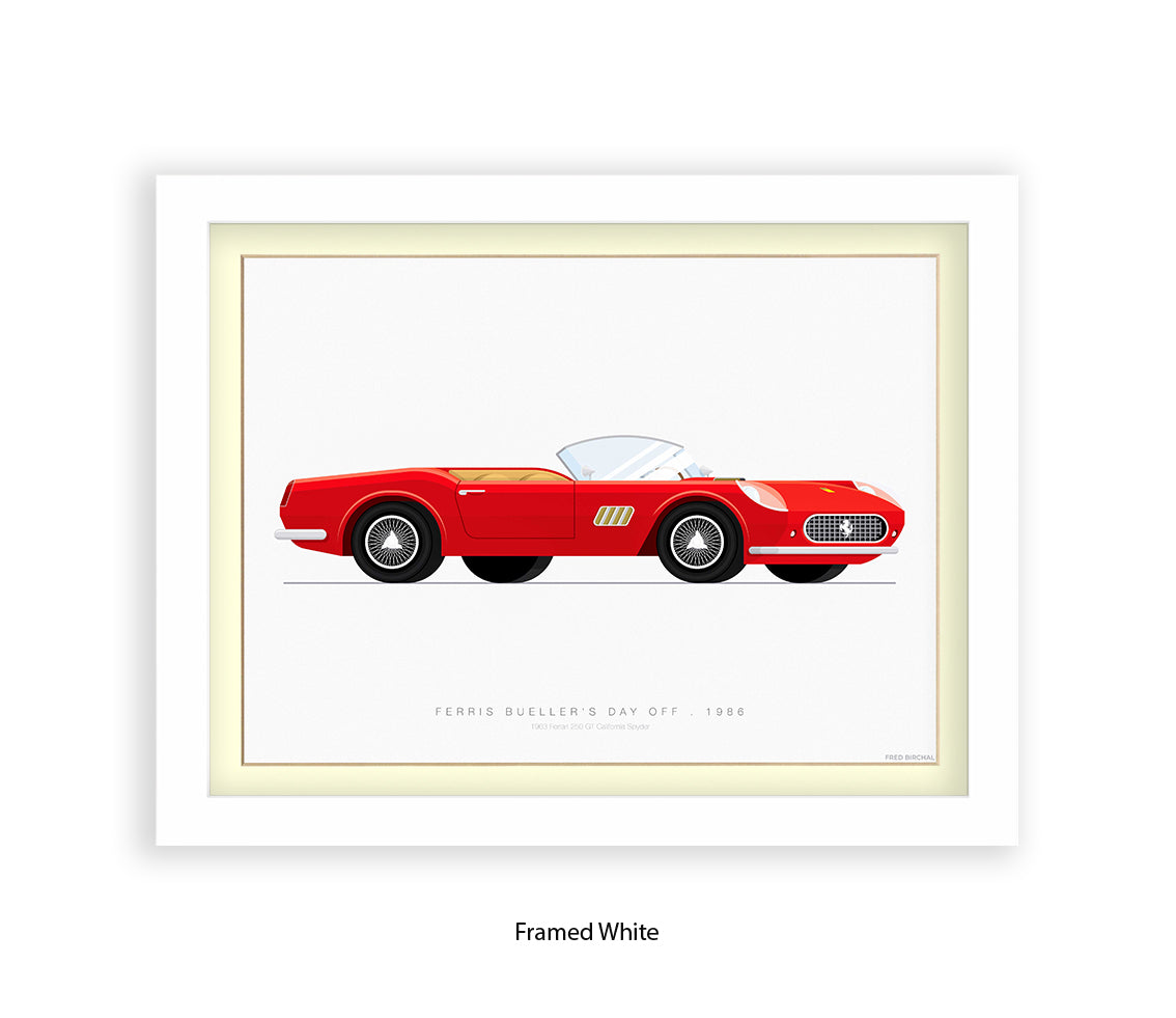 Feris Bueller Day off - Ferrari Spider - Fred Birchal Art Print