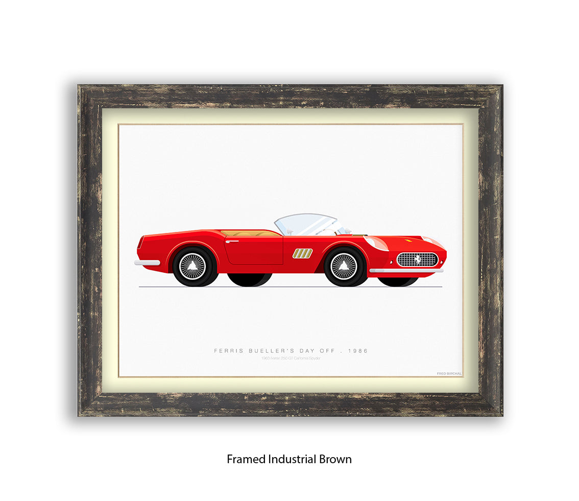 Feris Bueller Day off - Ferrari Spider - Fred Birchal Art Print