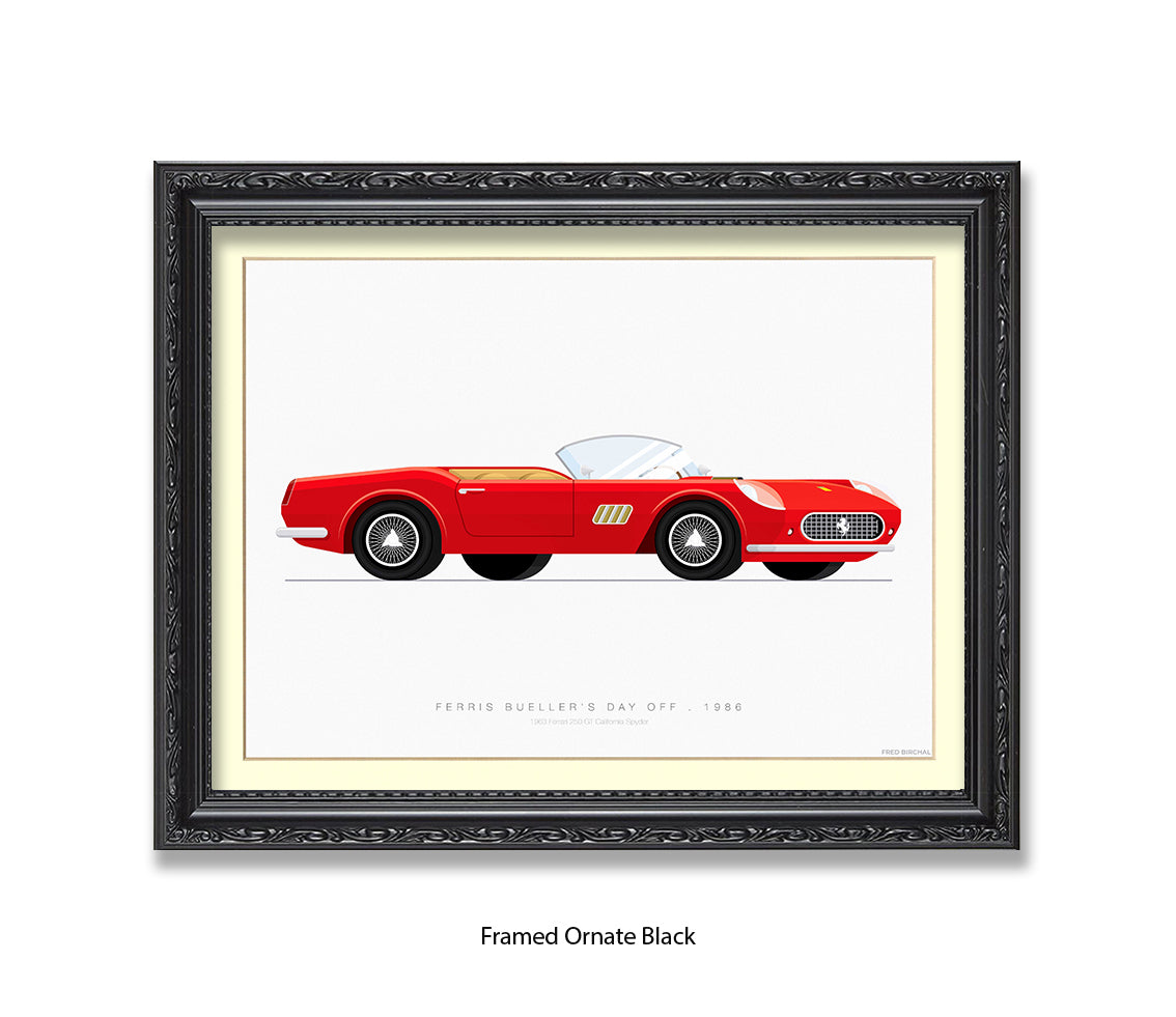 Feris Bueller Day off - Ferrari Spider - Fred Birchal Art Print