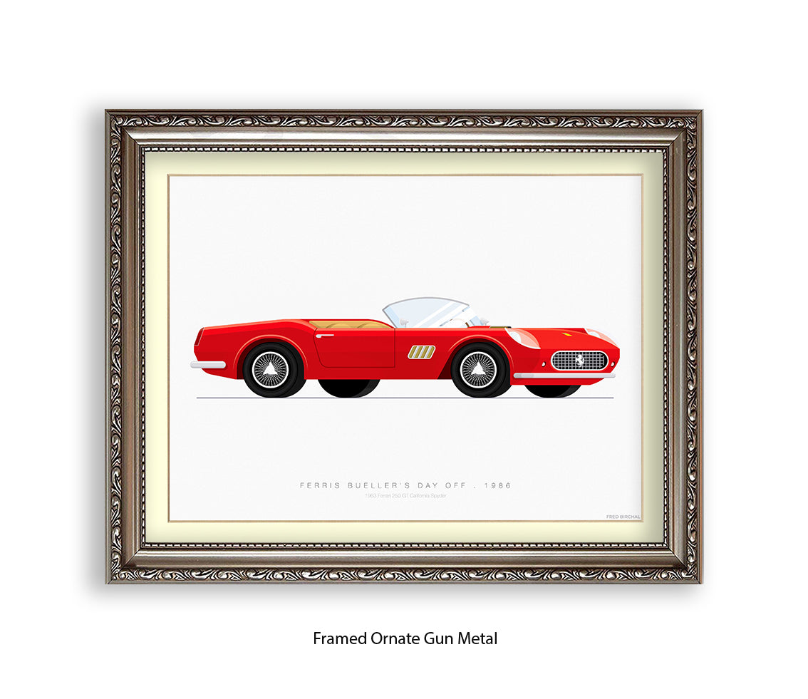 Feris Bueller Day off - Ferrari Spider - Fred Birchal Art Print