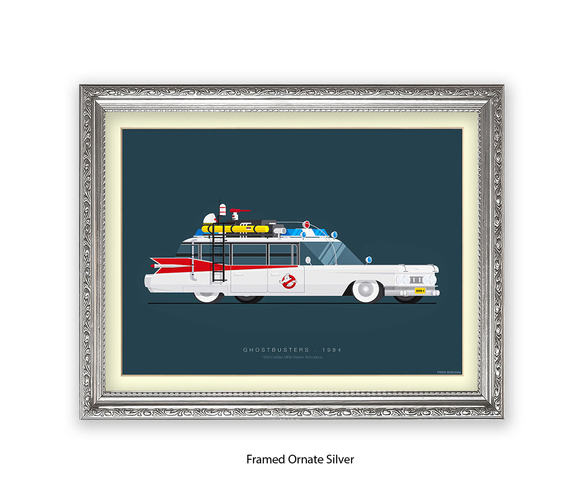 Ghostbusters - Cadillac Miller-Meteor - Car - Fred Birchal Art Print