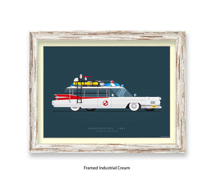 Ghostbusters - Cadillac Miller-Meteor - Car - Fred Birchal Art Print