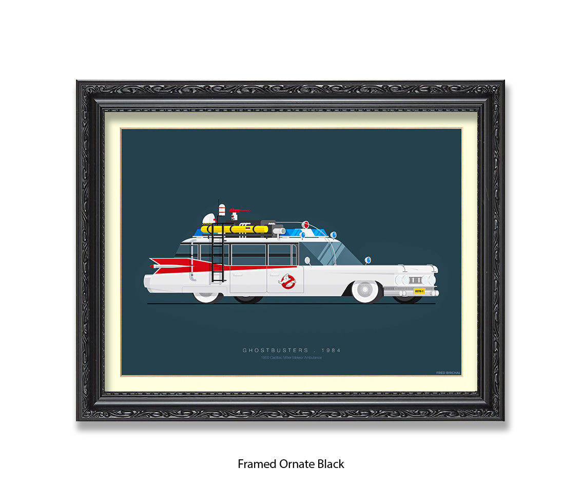 Ghostbusters - Cadillac Miller-Meteor - Car - Fred Birchal Art Print