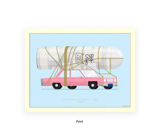 Simpsons Movie - 1989 Pink Car - Fred Birchal Art Print