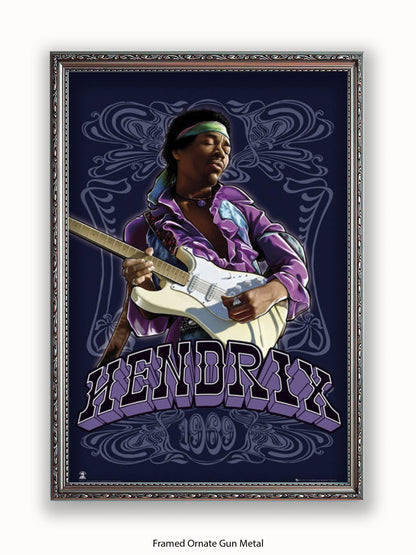 Jimi Hendrix  1969  Guitar Poster