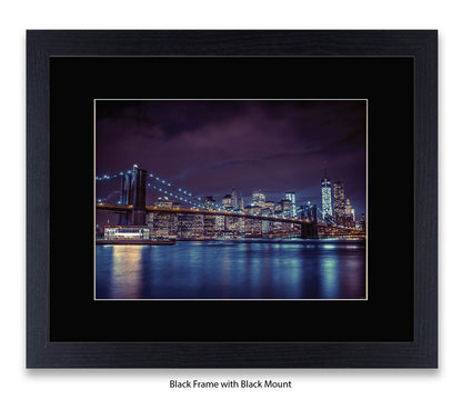 NYC Brooklyn Bridge & Manhattan - Skyline - Mounted & Framed Art Print