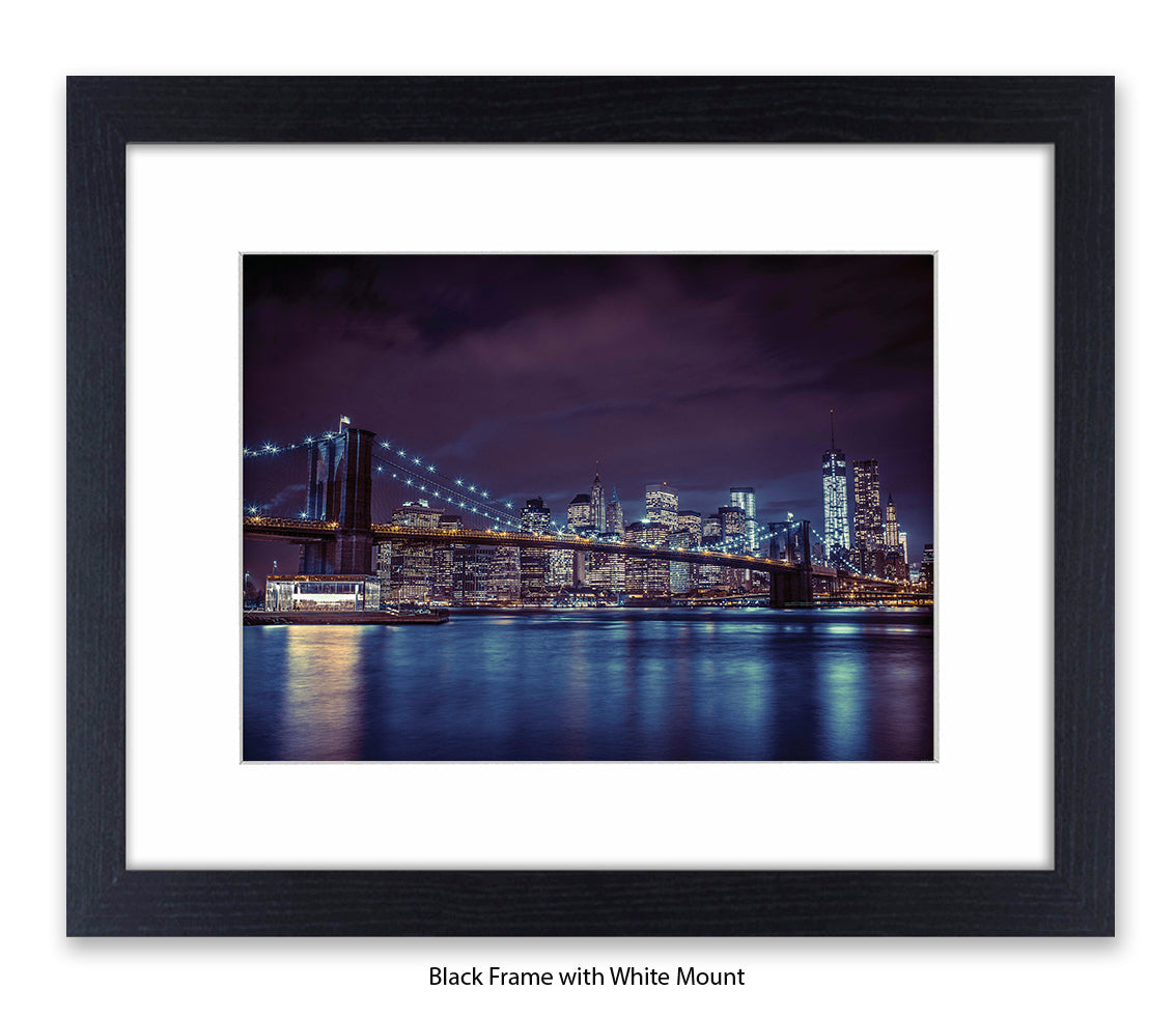 NYC Brooklyn Bridge & Manhattan - Skyline - Mounted & Framed Art Print