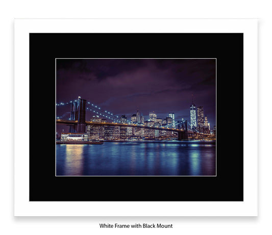 NYC Brooklyn Bridge & Manhattan - Skyline - Mounted & Framed Art Print