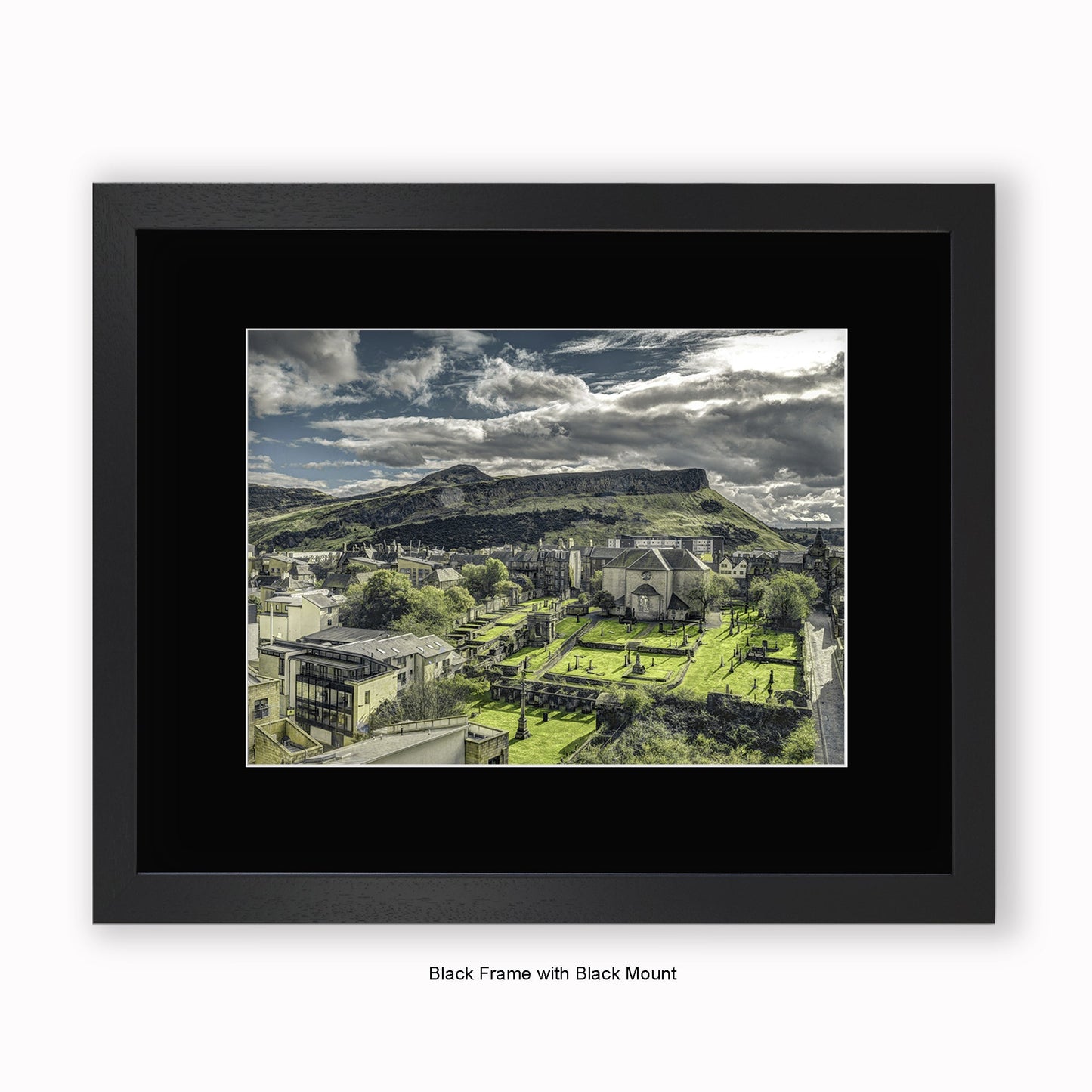 Edinburgh Castle - Aurthurs Seat - Mounted & Framed Art Print