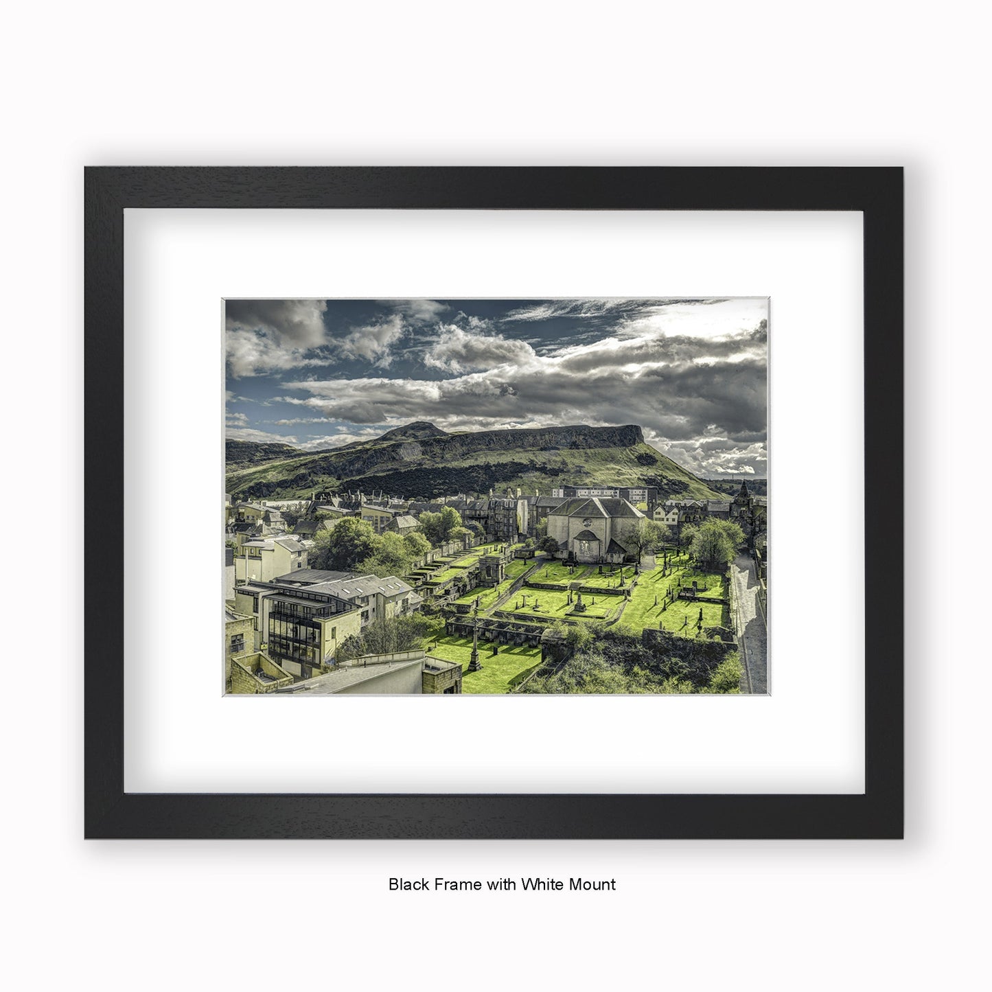 Edinburgh Castle - Aurthurs Seat - Mounted & Framed Art Print