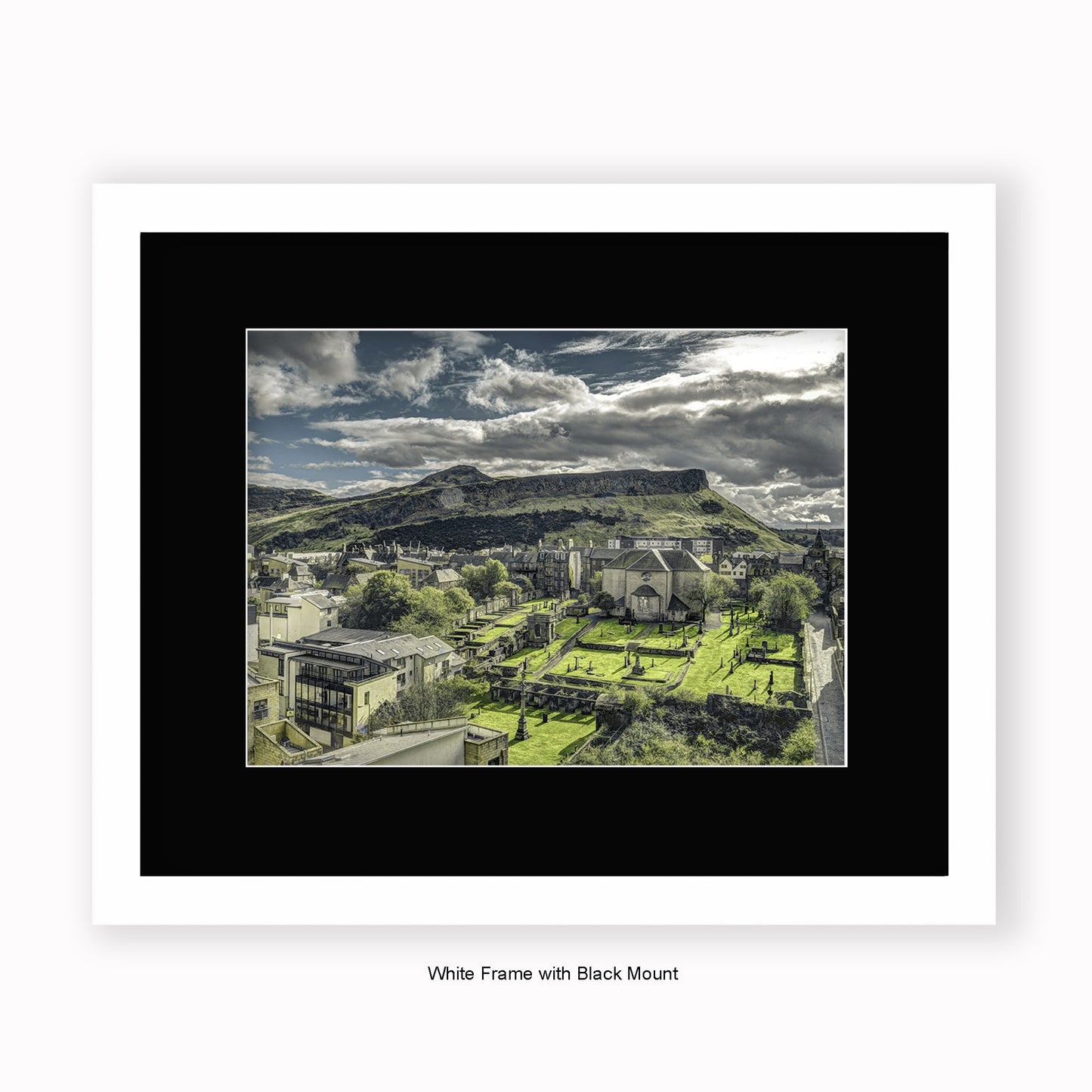 Edinburgh Castle - Aurthurs Seat - Mounted & Framed Art Print