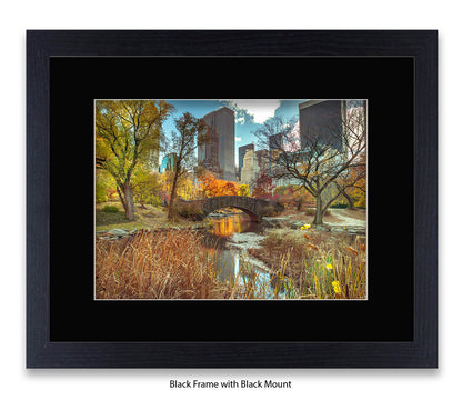 NYC Central Park - Bridge Colour - Mounted & Framed Art Print