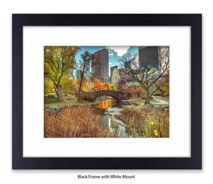 NYC Central Park - Bridge Colour - Mounted & Framed Art Print