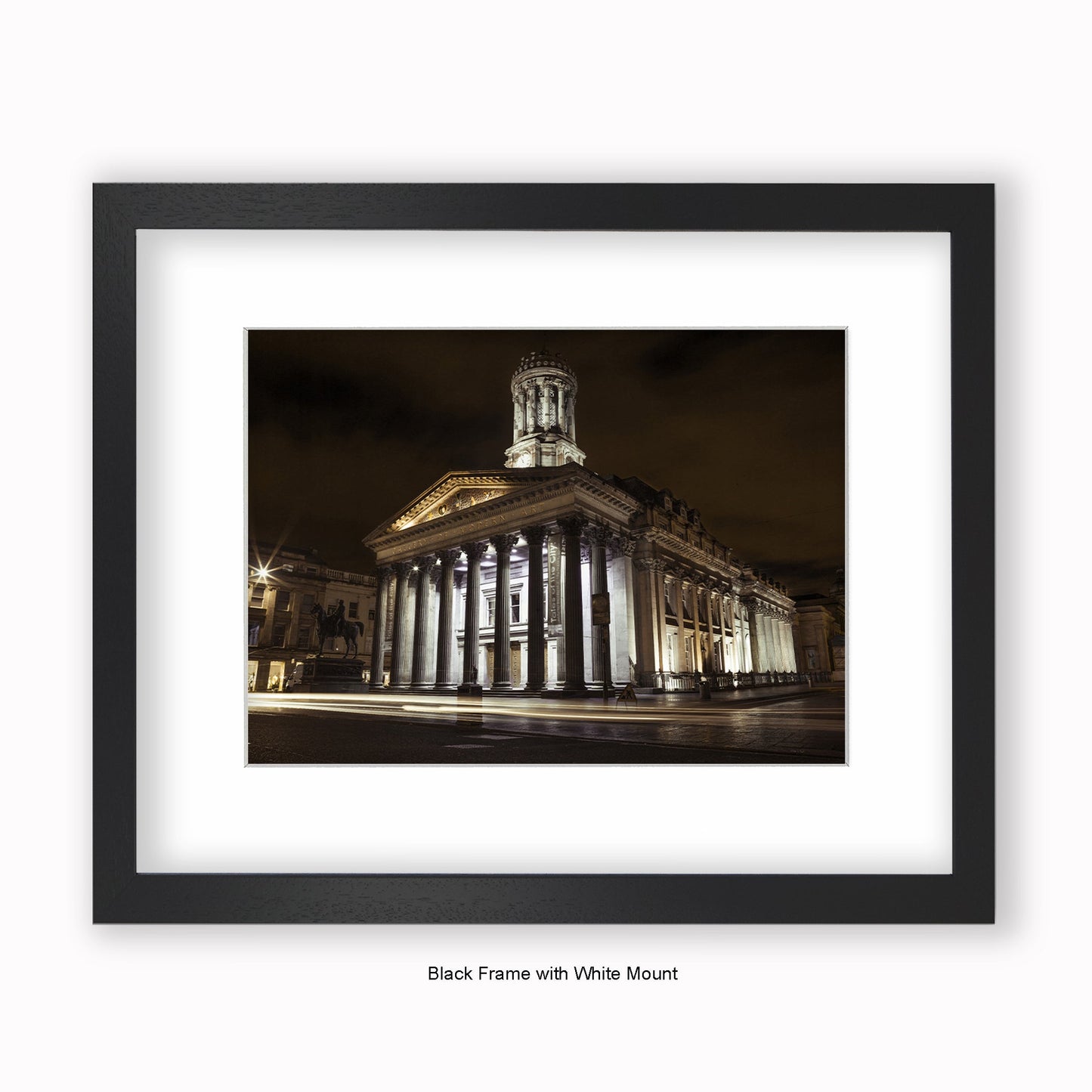 Glasgow Art Gallery Wellington Statue - Sepia - Mounted & Framed Art Print