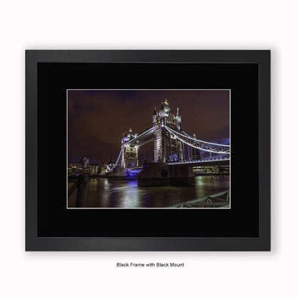 London - Tower Bridge At Night - Mounted & Framed Art Print