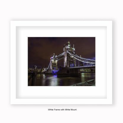 London - Tower Bridge At Night - Mounted & Framed Art Print