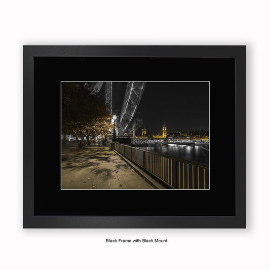 London - Big Ben & London Eye - Mounted & Framed Art Print