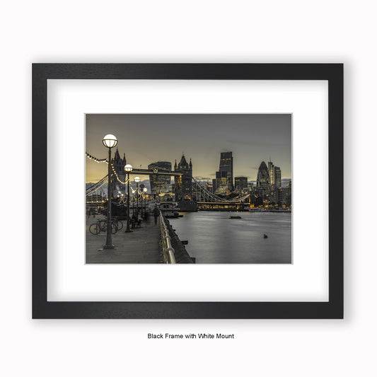 London - Tower Bridge Nightime - Mounted & Framed Art Print