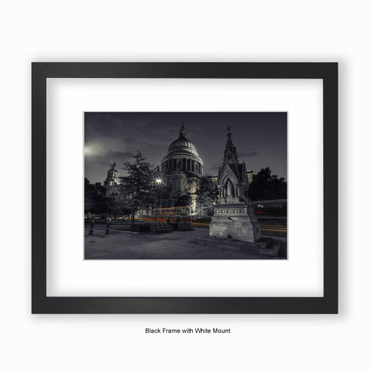 London - St Pauls Cathedral At Night  - Mounted & Framed Art Print