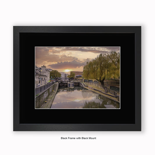 London - Camden Lock - Dusk - Mounted & Framed Art Print