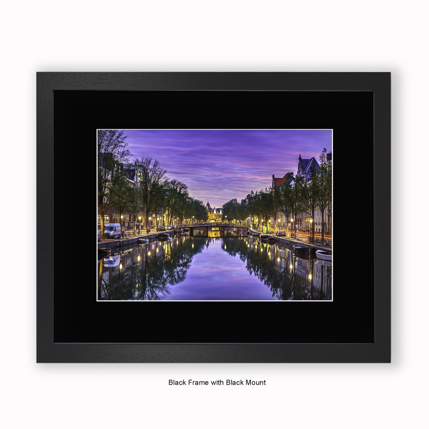 Amsterdam - Evening Canal View - Mounted & Framed Art Print