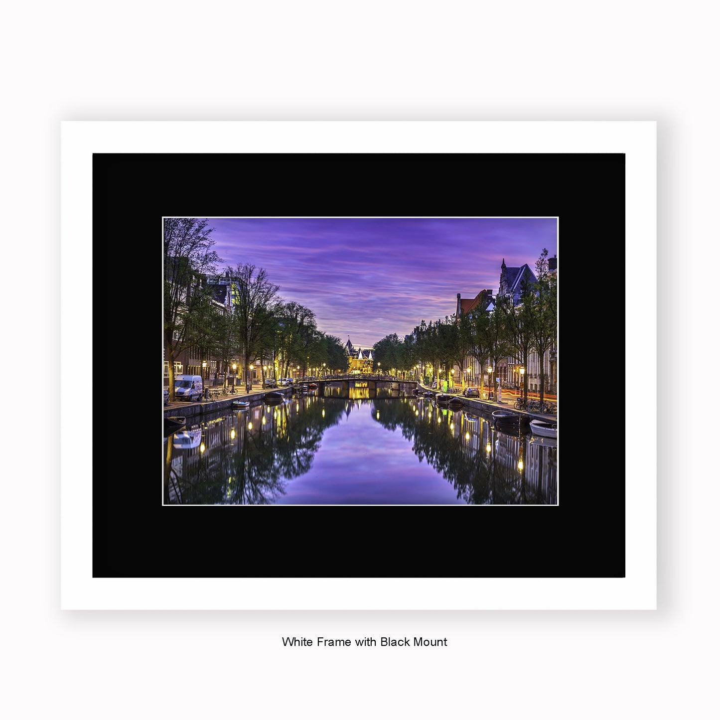 Amsterdam - Evening Canal View - Mounted & Framed Art Print