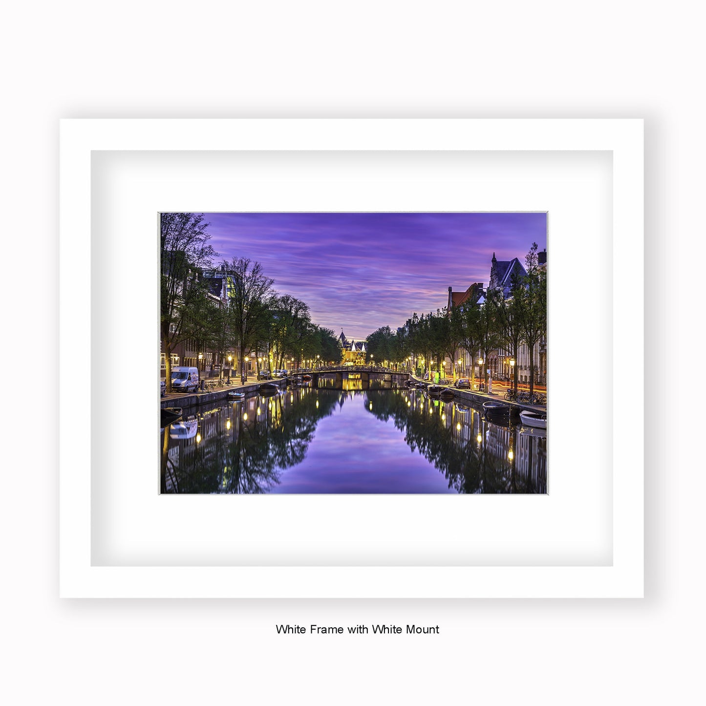 Amsterdam - Evening Canal View - Mounted & Framed Art Print