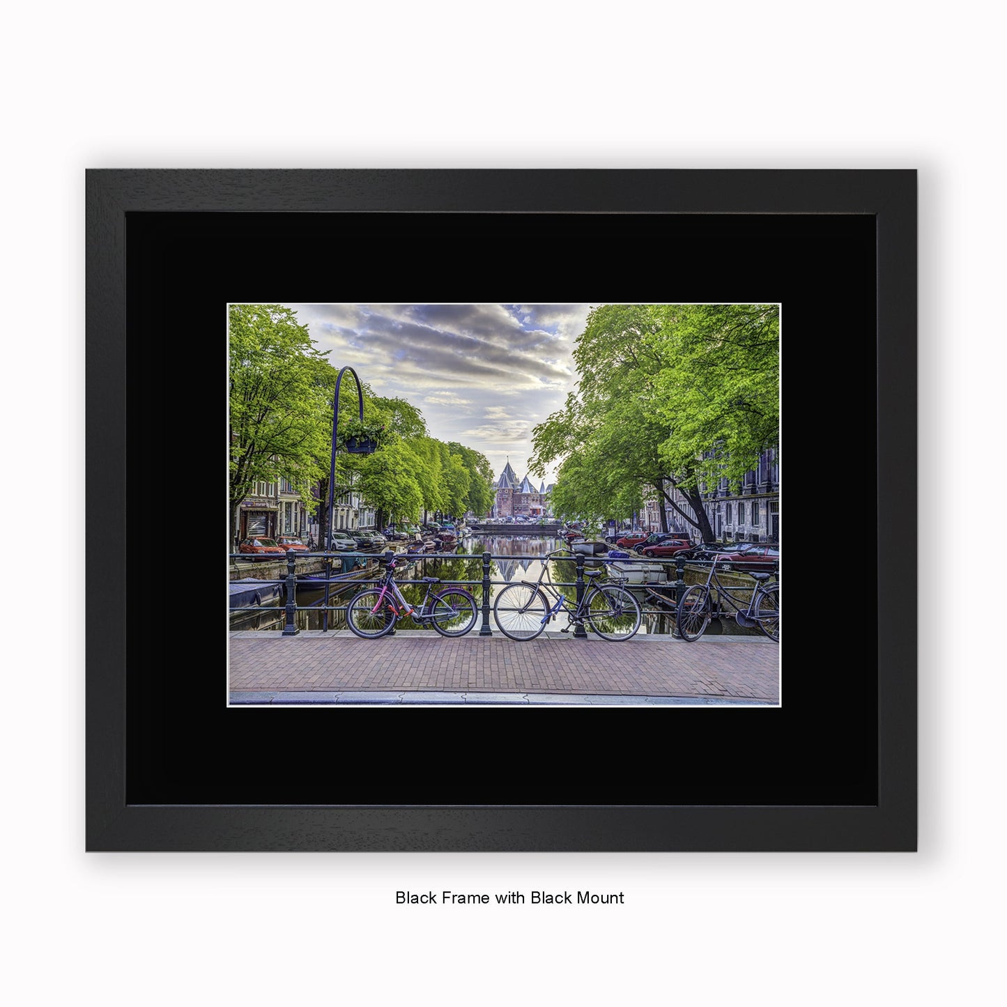 Amsterdam - Canal View Daytime - Green Trees - Mounted & Framed Art Print