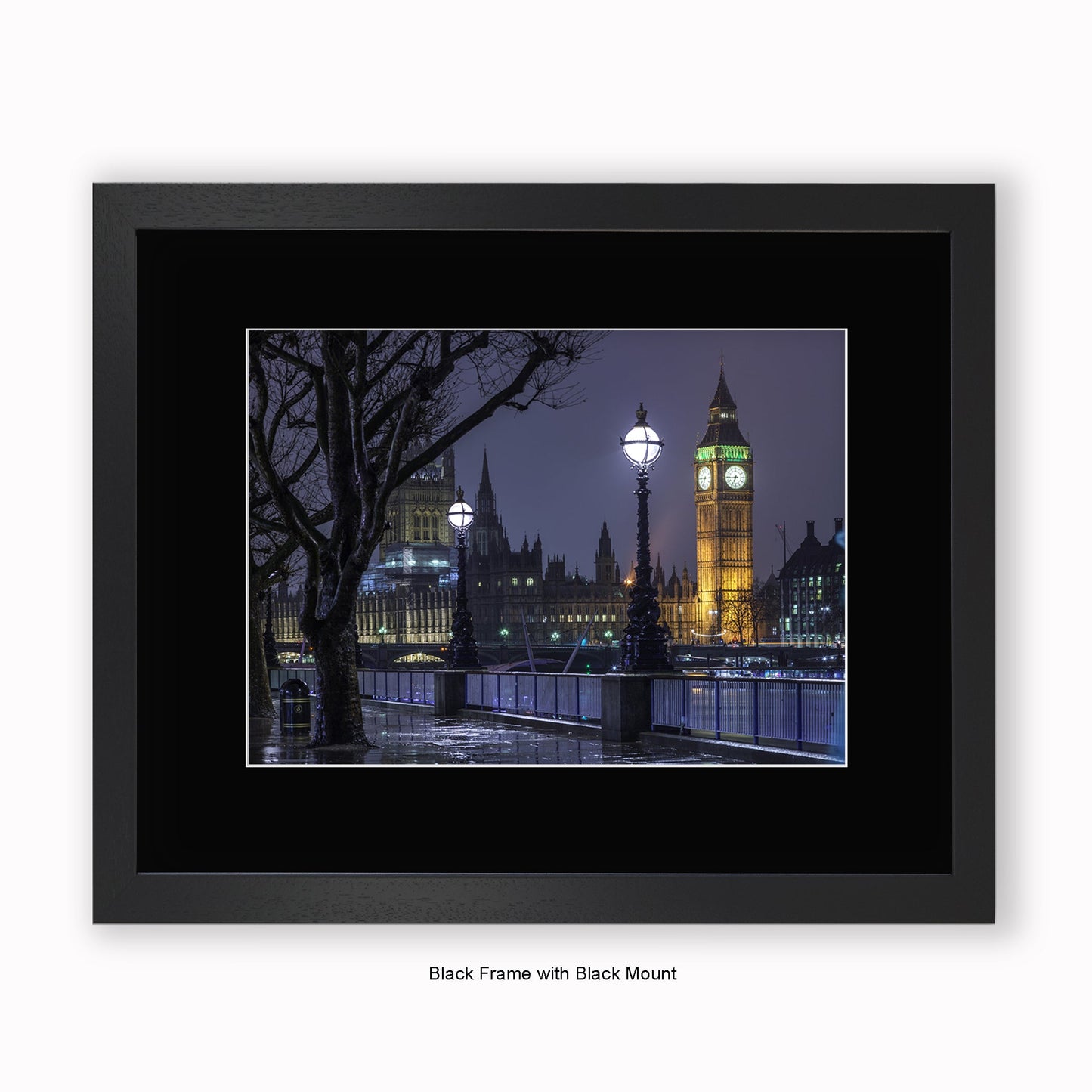 London - Big Ben At Night - Colour - Mounted & Framed Art Print