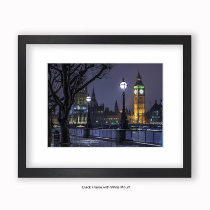 London - Big Ben At Night - Colour - Mounted & Framed Art Print